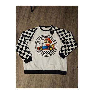 Mario Kart Black & White Pull Over Sweater Fits Like 2x